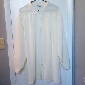 A Personal Touch WHITE long sleeve Women's Pleated Dress Blouse 2X